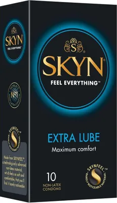 Produktbild von 10 Stück Kondome SKYN Extra Lube Extra Feucht Latexfrei Gefühlsecht 53mm Breite