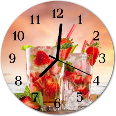 Produktbild von Glasuhr Wanduhr Küchenuhr Echt-Glas 30fi cm Erdbeeren rot