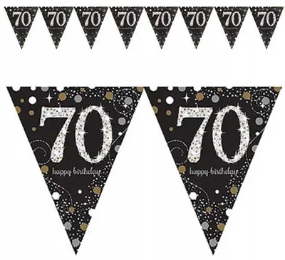 Image de 70. Anniversaire or scintillant Guirlande de fanions