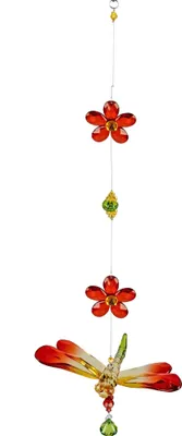 Produktbild von Dekohänger Libelle mit Blumen rot gelb L. 50cm aus Acryl Formano F25
