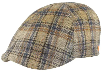 Mayser Duck-Cap kariert aus Wolle in blau