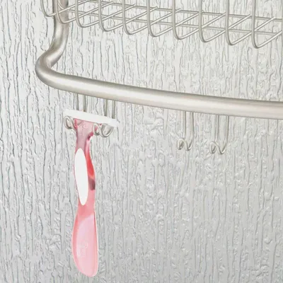 Produktbild von Duschablage zum Hängen über die Duschtür – praktisches Duschregal ohne Bohren – mit Saugnäpfen – Duschkorb zum Hängen aus Metall für sämtliches Duschzubehör – mattsilberfarben