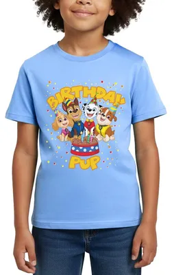 Produktbild von Spreadshirt Paw Patrol 'Birthday Pup' Geburtstags-Design Kinder T-Shirt, 110/116 (5-6 Jahre), Himmelblau