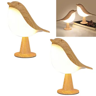 Produktbild von 2-teilige Touch-Nachttischlampe, dimmbare kleine kabellose Tischlampe, süßes Vogellicht-Nachtlicht, geeignet als Geschenk für Kinder
