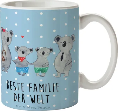 Produktbild von Mr. & Mrs. Panda Kaffeetasse Koala Familie zwei - Blau Pastell - Geschenk, Kaffeebecher, Muttertag, Pott, Teetasse, keramik, Koalabär, Familienzeit, Tasse
