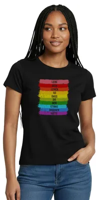 Produktbild von Spreadshirt Lebe So Dass Die AFD Was Dagegen Hätte Regenbogen Frauen T-Shirt, XXL, Schwarz