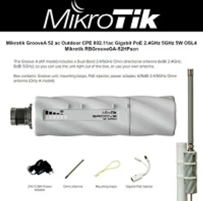 Produktbild von Mikrotik GrooveA 52 ac Energie Über Ethernet (PoE) Unterstützung Weiß WLAN Access Point (RBGrooveGA-52HPacn)