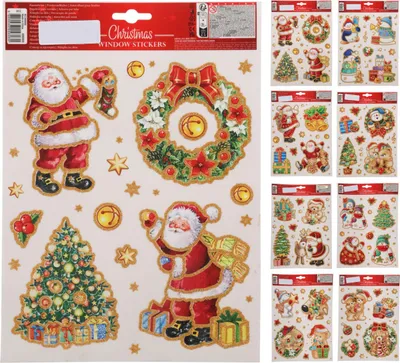 Obrázek produktu pro dekorace 21x30cm, vánoční okenní, 8 DRUHŮ_EXTPLASTIMEX