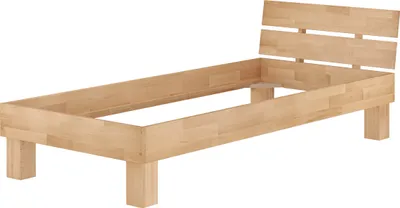 Produktbild von Massivholzbett Buche natur Einzelbett 90x200 Futonbett Bettrahmen Zubehör wählbar V-60.80-09Federleisten