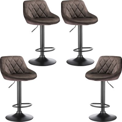 4er-Set Barhocker Barstuhl Tresenhocker höhenverstellbar Hocker Flanellhocker - Braun