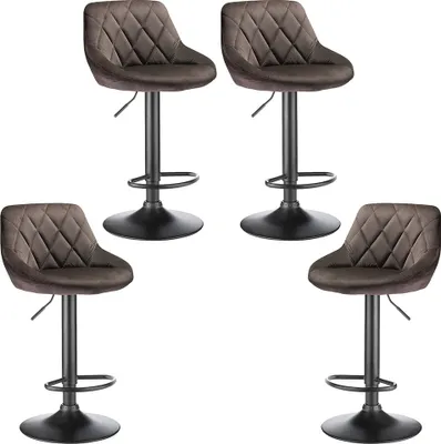 Produktbild von 4er-Set Barhocker Barstuhl Tresenhocker höhenverstellbar Hocker Flanellhocker - Braun