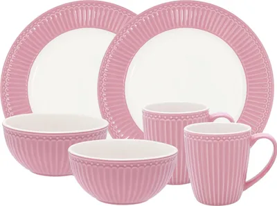 Produktbild von Greengate Alice Frühstücksset dusty rose 6tlg