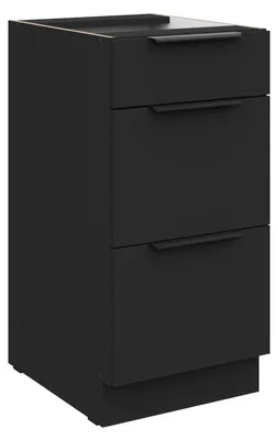 Produktbild von Küchen Unterschrank 40 cm SIENA Schwarz Vollauszug Soft-Close Küche Küchenzeile