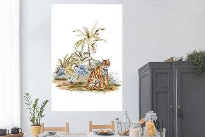 Produktbild von MuchoWow® Poster Tiger - Gemälde - Baum 120x180 cm - Kunstposter