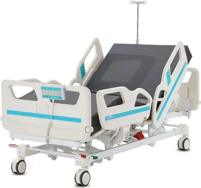 Produktbild von VEVOR Premium 5-Funktionen-Krankenhausbett, vollelektrisches medizinisches Intensivbett mit Herzposition, Trendelenburg und umgekehrter Trendelenburg, 5-Zoll-Feststellrollen  Heimkrankenhaus, 550 Pfund