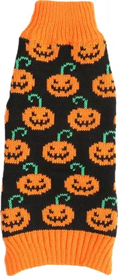 Produktbild von Hunde-Halloween-Pullover, mehrfarbig, Kürbis-Smiley-Gesicht, Winterkleidung für Heimtierbedarf, M