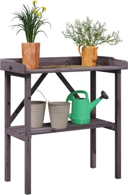 Produktbild von Pflanztisch mit Ablage Grau 78x38x82,5 cm - Massivholz Tanne - Beete CC1831