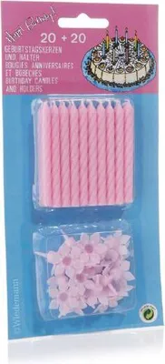 Produktbild von Geburtstagskerzen Tortenkerzen Kuchenkerzen mit Kerzen Halter Rosa