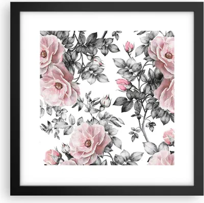 Produktbild von Gerahmtes Poster - Schwarzer Rahmen - Blumen Blätter Pflanze Rose - 30x30 cm - Wand Bild - Wanddeko - Wandbilder - Wandposter - Bilderrahmen - Bilder - Kunstdruck - Wandbild - P2BAC30x30-2952