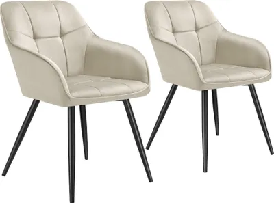 Image de Chaise MARILYN en velours - crème/noir, Lot de 2