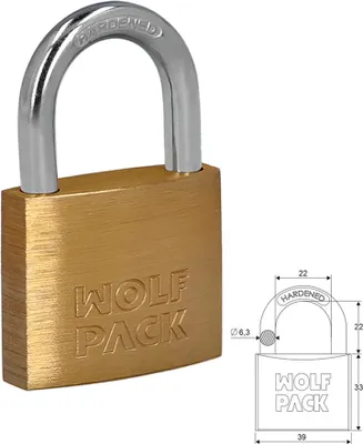 Obrázek produktu pro Standardní obloukový visací zámek z mosazi, 40 mm.