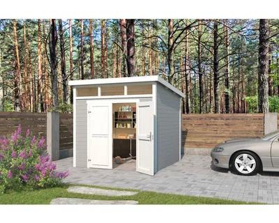 Produktbild von Gartenhaus Outdoor Life Kibo 3 270 x 274,1 cm lichtgrau