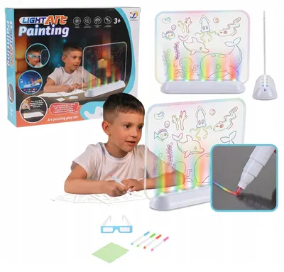 Produktbild von LED Acryl Zeichentafel für Kinder - Beleuchtetes Malbrett mit abwischbaren Stiften