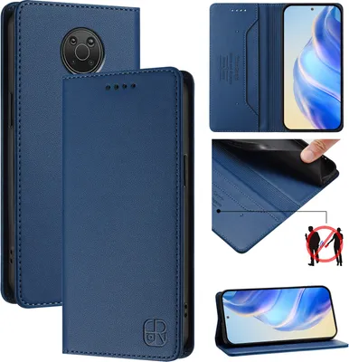 Produktbild von Lederhülle für Nokia 6.3 / G20 / G10 Hülle Flip Brieftasche Kartenfächern Ständer Schutzhülle Blau