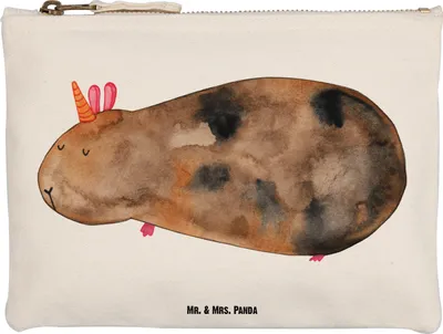 Produktbild von Mr. & Mrs. Panda pencil case Einhorn Meerschweinchen Größe M - Weiß - Geschenk, Kosmetiktasche, Unicorn, Federmappe, kosmetiktäschchen, Meerhörnchen, Kulturtasche, Etui