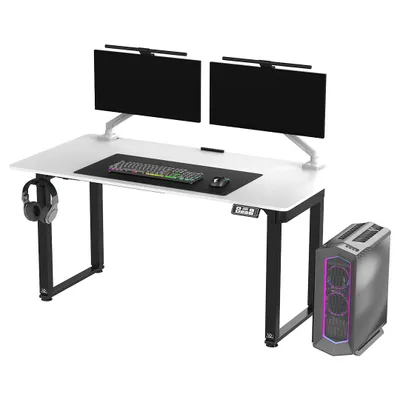 Produktbild von Ultradesk UPLIFT - Schwarz/Weiß - Großer Computertisch, elektrische Höhenverstellung, 160x75cm Platte, Kabelverwaltung, zwei Motoren, Mauspad