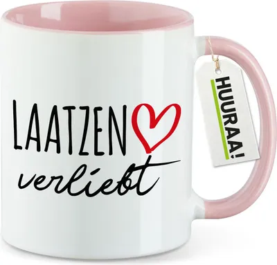 Produktbild von Huuraa Kaffeetasse Laatzen verliebt 330ml Rosa Keramik Kaffeebecher Geschenkidee