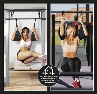 Produktbild von FitEngine Bauchtrainingsschlaufen mit Karabinerhaken Armschlaufen Bauchmuskeltraining