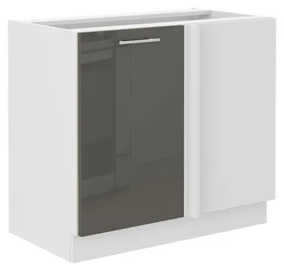 Produktbild von Lara Eckunterschrank 105 cm Grau Glanz + Weiß matt Küchenzeile Küchenblock Küche