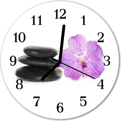 Produktbild von Glasuhr Wanduhr Küchenuhr Echt-Glas 30fi cm Steine schwarz