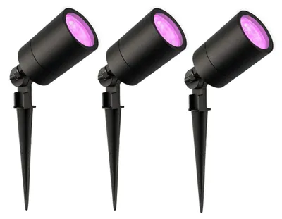 Image de Ledvion Lot de 3 LED Extérieur Spot IP65 4,9W GU10 RGB dimmable piquet