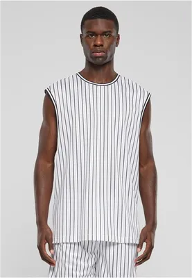 Obrázok produktu pre Pánske tielko Urban Classics Striped Mesh Tanktop white/black - M