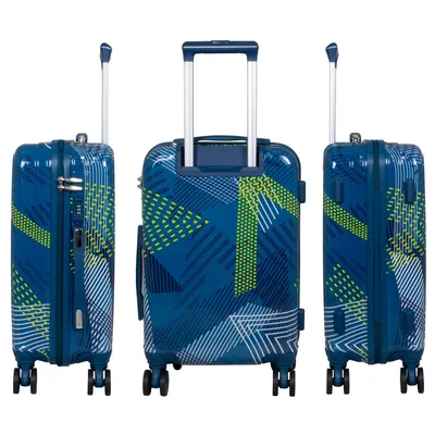 Produktbild von Monopol Koffer Ravenna Handgepäck Hartschale Blau Polycarbonat, Motiv Farbverlauf, 56 cm. Außenmaße 56x41x26 cm (mit Rädern & Griffen), 50 Liter Volumen, 3,0 kg Leergewicht. Mit integriertem Zahlenschloss, 4 360° Doppelrollen, ausziehbarem Teleskopgriff, zusätzlichen Tragegriffen (oben & seitlich), Reißverschluss-Trennwand mit Netztasche, Kreuzspanngurt, beidseitig bepackbar sowie austauschbaren Rollen, Griff & Schloss.