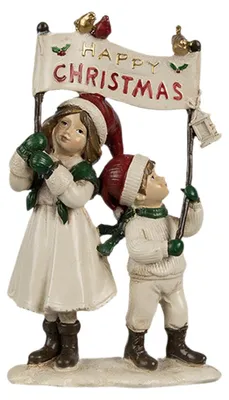 Immagine prodotto di Clayre & Eef Figura decorativa Bambini 8x4x13 cm Bianco Rosso Poliresina
