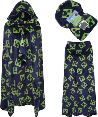 Produktbild von Minecraft Creeper, Navy Kapuzenüberwurf/Decke 120x150 cm