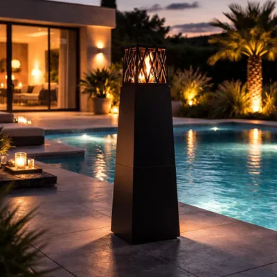 Produktbild von Vulcano Nero 40x40x145mm Bioethanol-Gartenkamin für den Außenbereich