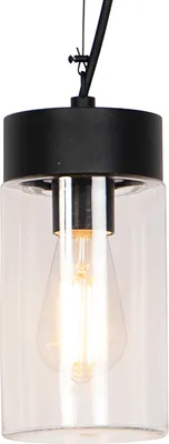 Produktbild von QAZQA - Moderne Hängelampe I Pendellampe I Pendelleuchte Schwarz mit Glas IP44 - Jarra I Außenbeleuchtung - Edelstahl Länglich - LED geeignet E27