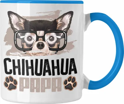 Produktbild von Trendation - Chihuahua Papa Besitzer Tasse Geschenk Lustiger Spruch Geschenkidee Chihuahua Liebhaber (Blau)