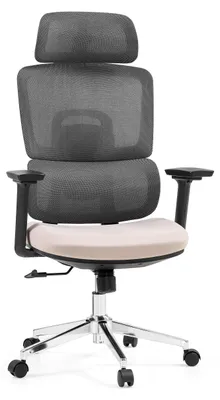 Produktbild von hjh OFFICE Profi Bürostuhl Ergomy Pro Ergonomischer Schreibtischstuhl mit Armlehnen (höhenverstellbar) Stoff / Netzstoff Dunkelgrau/Beige Drehstuhl für Büro, Zuhause