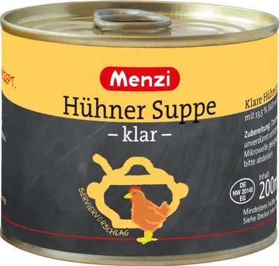 Produktbild von Menzi Klare Hühnersuppe aromatisch ideale Vorspeise 200ml 5er Pack