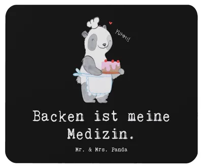 Produktbild von Mr. & Mrs. Panda Mauspad Panda Backen - Schwarz - Geschenk, mousematte, Mouse Pad, Mousepad, Kuchen, pc, laptop, Hobbybäcker
