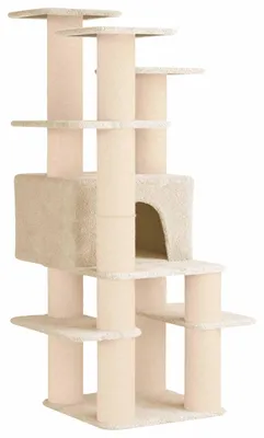 Immagine prodotto di Albero per gatti con pali in sisal, color crema, altezza 161 cm