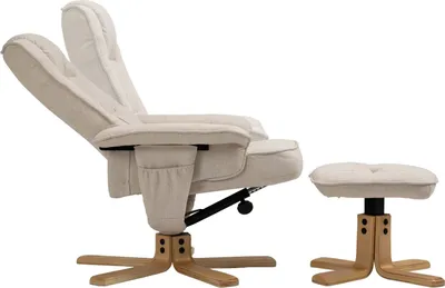Produktbild von Relaxsessel CHARLY mit Hocker drehbar neigungsverstellbar beige  [Max. Belastbarkeit 100 kg] für Wohnzimmer, TV-Sessel Fernsehsessel mit Liegefunktion Polstersessel und Hocker