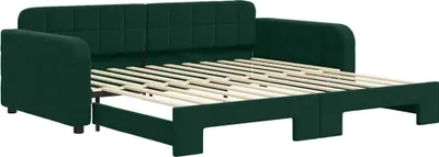 Produktbild von vidaXL Tagesbett Ausziehbar Dunkelgrün 100x200 cm Samt