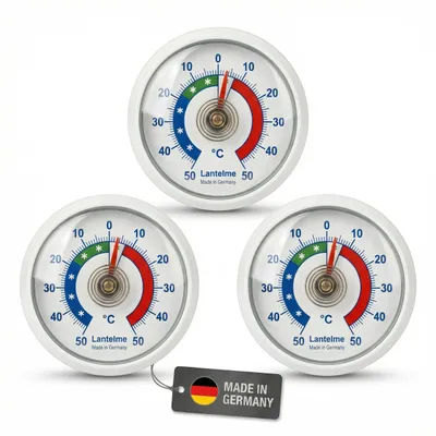 Produktbild von 3 Stück Kühlschrankthermometer Set Selbstklebend Temperatur + - 50°C Analog Thermometer Weiß auch für Gefrierschrank Eisfach Kühltheke Kühlzelle
