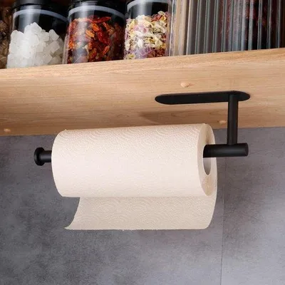 Immagine prodotto di Portarotolo da cucina autoadesivo, nero, grande